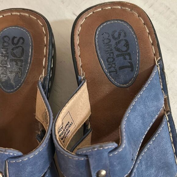 Denim Blue Slip On Sandals - Picture 4 of 9